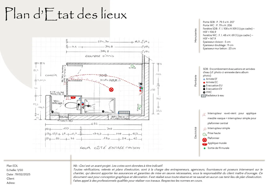 Plan 2D d'état des lieux - conception